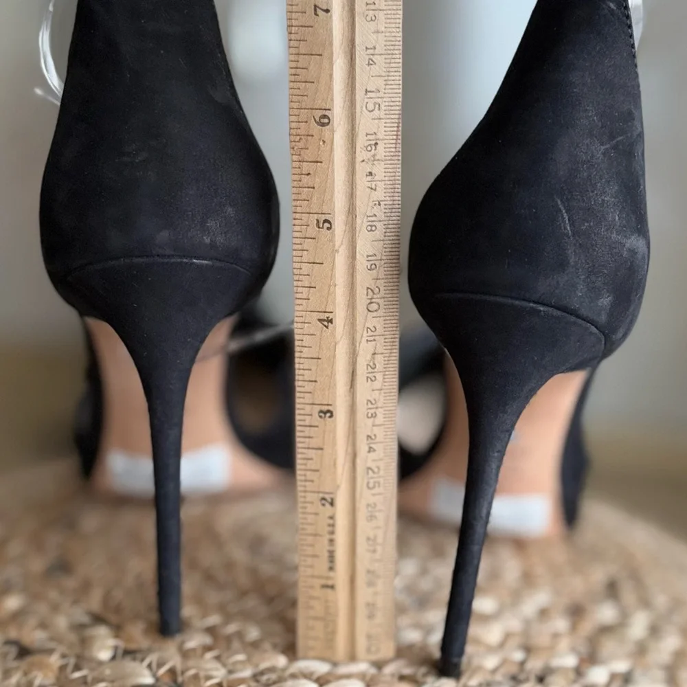 Black suede distressed stilettos heels - Picture 9 of 12
